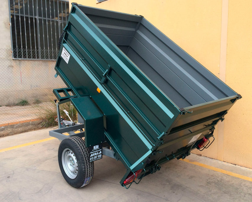 Remolque basculante hidráulico manual + freno de inercia 2.000 x 1.300 x 600 + 350 – Mma 750 kg